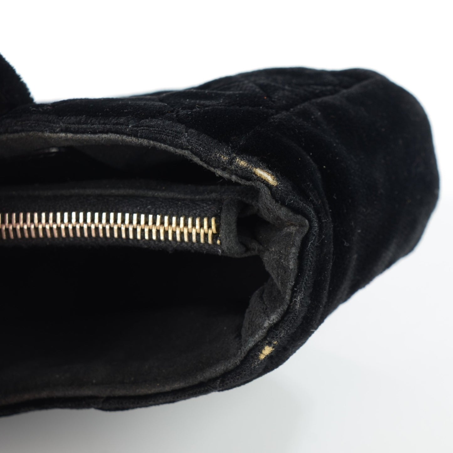 Velvet Quilted Mini Phone Holder Clutch Black