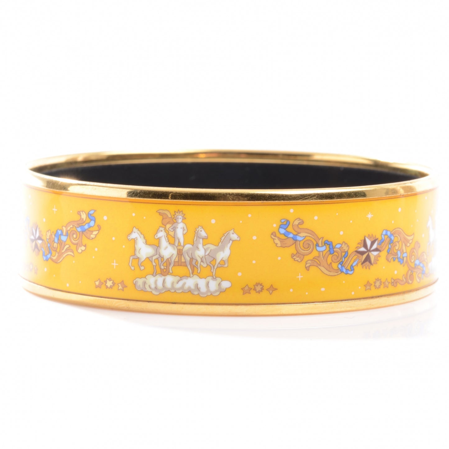 Enamel Printed Horses Wide Bracelet 65 Yellow