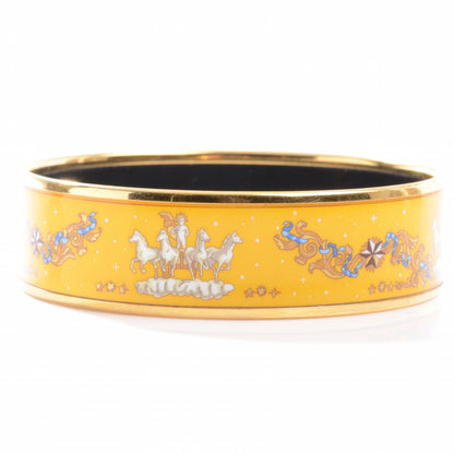 Hermes Enamel Printed Horses Wide Bracelet 65 Yellow 4 of 4