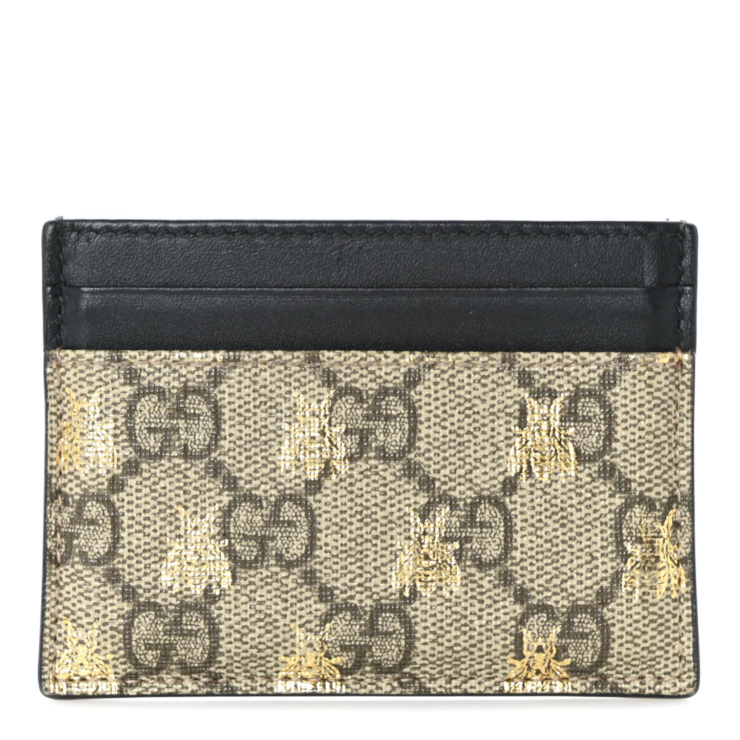 GG Supreme Monogram Bees Card Holder Black