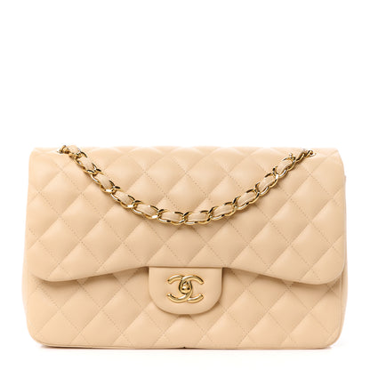 Chanel Lambskin Quilted Jumbo Double Flap Beige 1 of 12