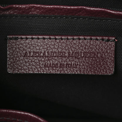 Alexander McQueen Pebbled Calfskin Small Skull Padlock Zip Around Tote Burgundy 6 of 10