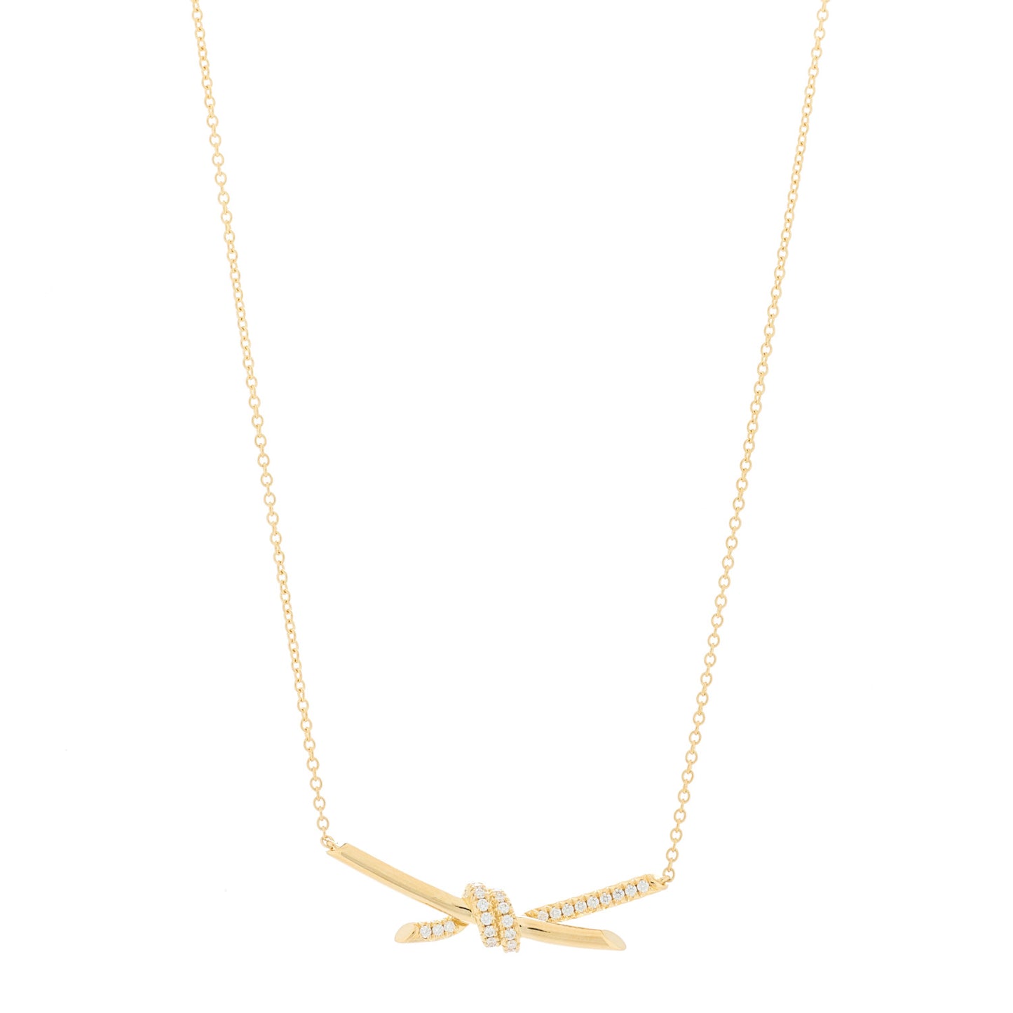 18K Yellow Gold Diamond Knot Necklace