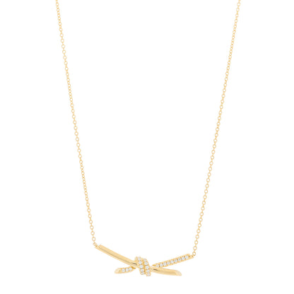 Tiffany 18K Yellow Gold Diamond Knot Necklace 1 of 6
