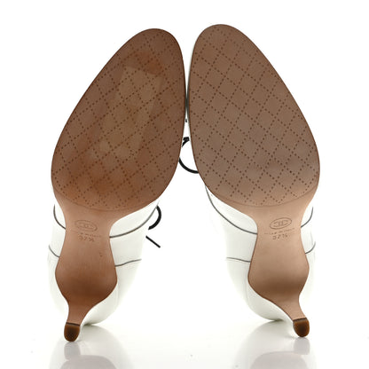 Chanel Patent CC Lace Up Ankle Boots 37.5 White 6 of 13