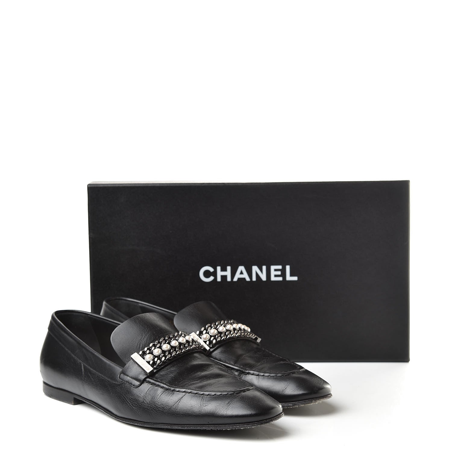 Chanel Calfskin Pearl CC Mocassin Loafers 40.5 Black 17 of 17