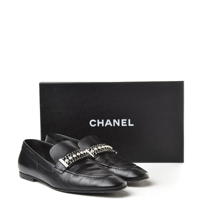 Chanel Calfskin Pearl CC Mocassin Loafers 40.5 Black 17 of 17