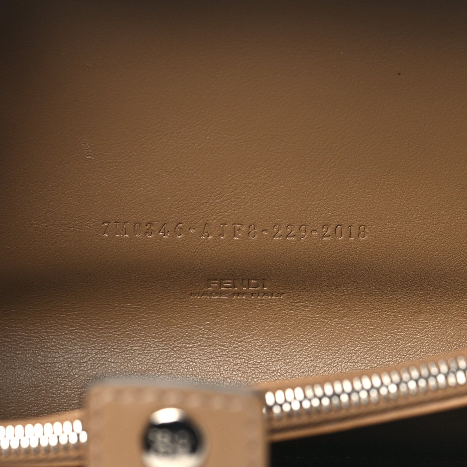 Fendi Glazed Fabric Vitello Liberty FF 1974 Diagonal Small Camera Case Tobacco Sand Black 6 of 10
