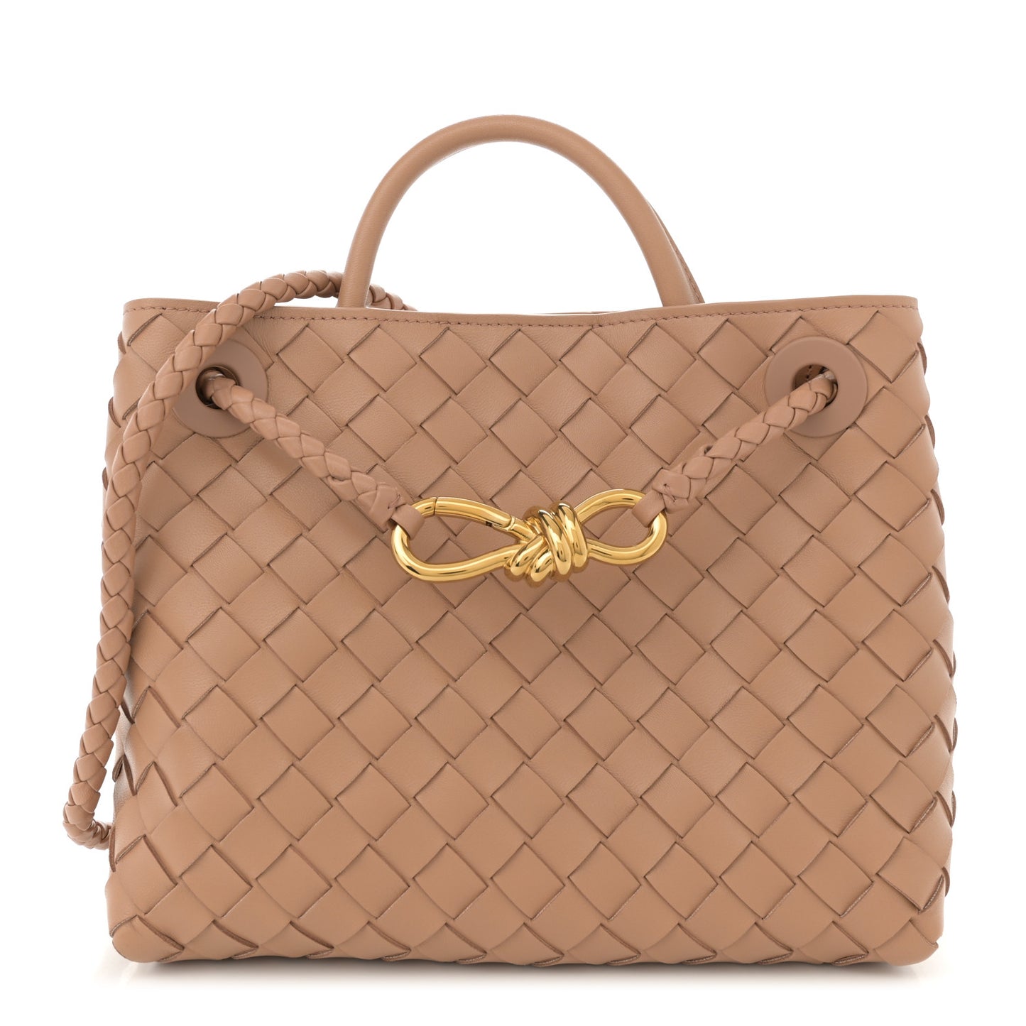 Nappa Intrecciato Small Andiamo Shoulder Bag Biscuit