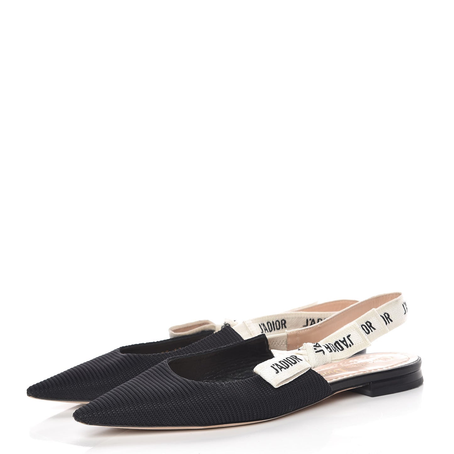 Technical Canvas Ribbon J'Adior Slingback Ballet Flats 37 Black