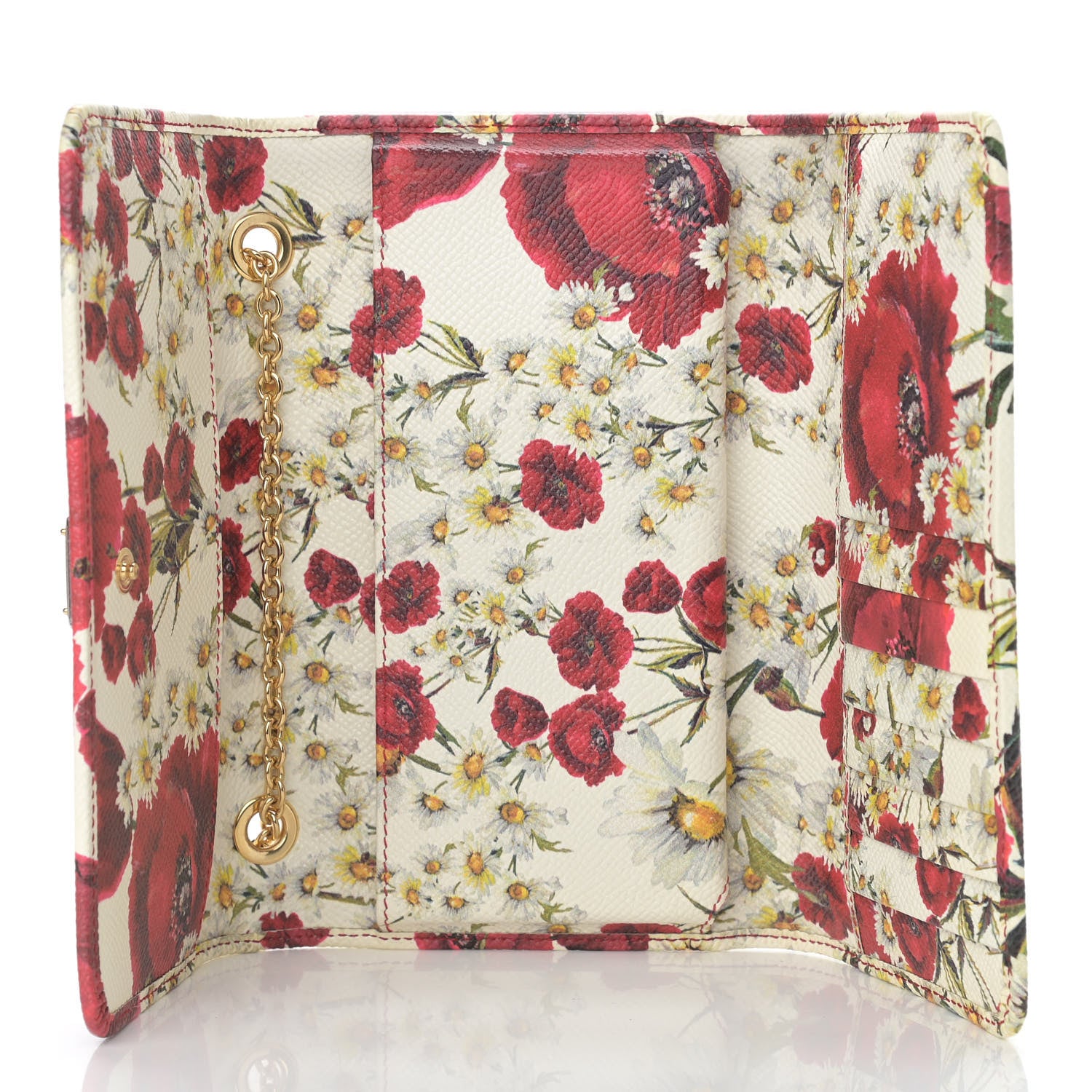 Dolce & Gabbana Dauphine Floral Print Wallet On Chain White Pink 5 of 9