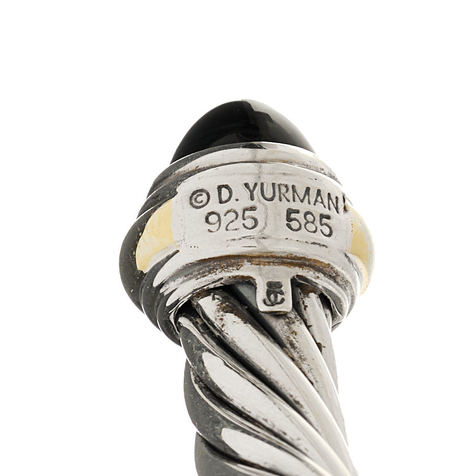 David Yurman Sterling Silver 14K Yellow Gold Black Onyx 7mm Cable Classics Bracelet 3 of 3