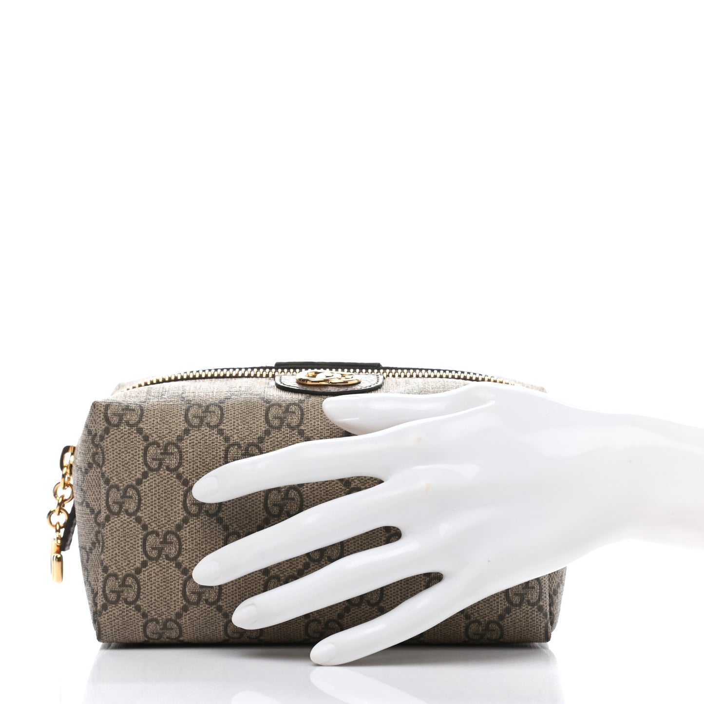 Soft GG Supreme Monogram Calfskin Medium Ophidia Cosmetic Case Beige Ebony New Acero