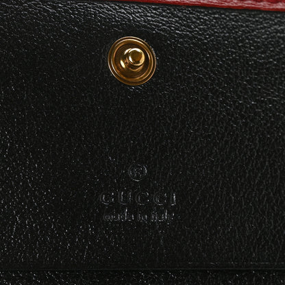Gucci Vintage Effect Calfskin Matelasse Diagonal Torchon GG Marmont Card Case Wallet Black Romantic Cherry 7 of 8