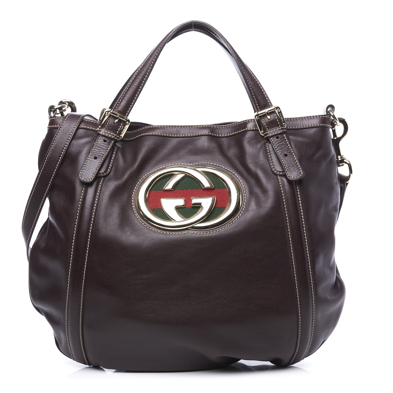 Gucci Calfskin Medium Britt Bag Dark Brown 1 of 10