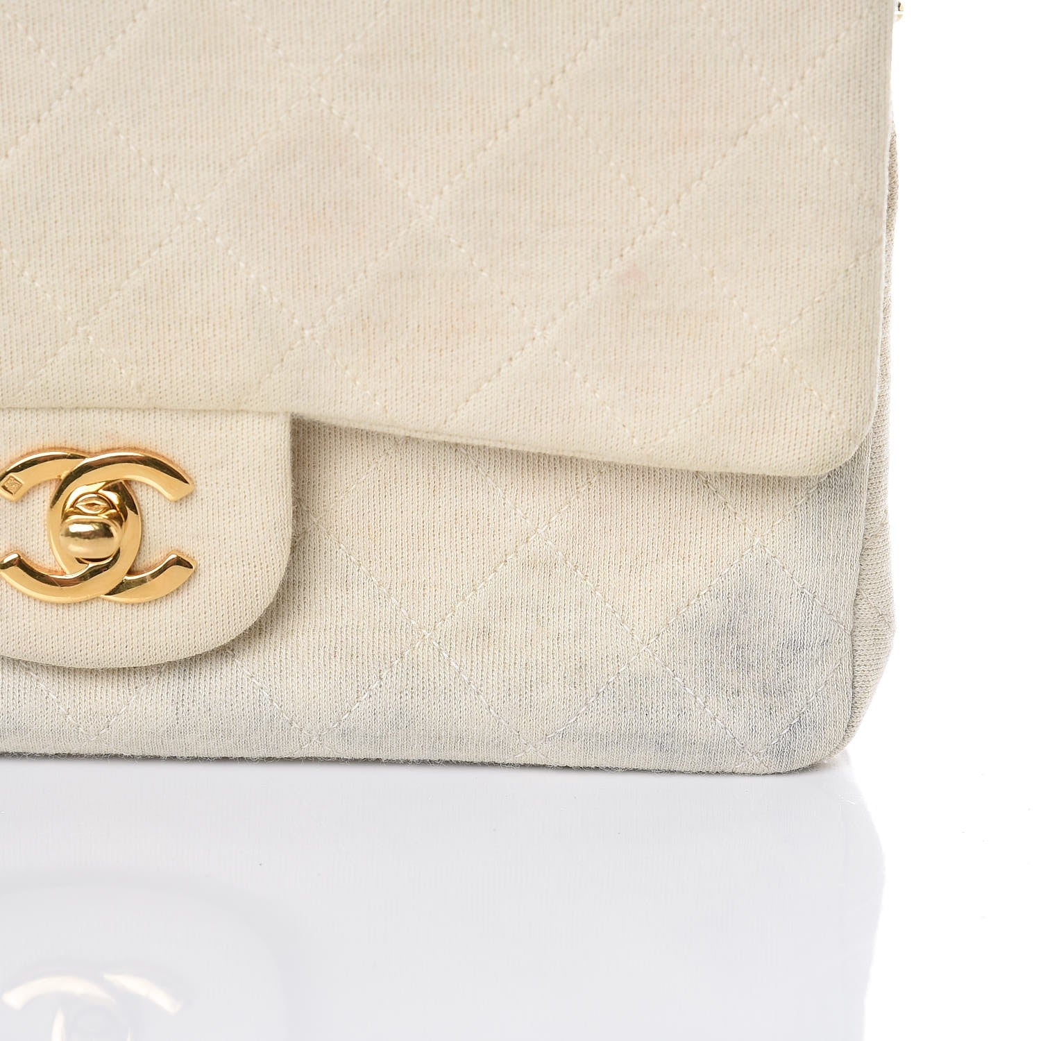 Chanel Jersey Quilted Small Bijoux Chain Double Flap Beige 9 of 13