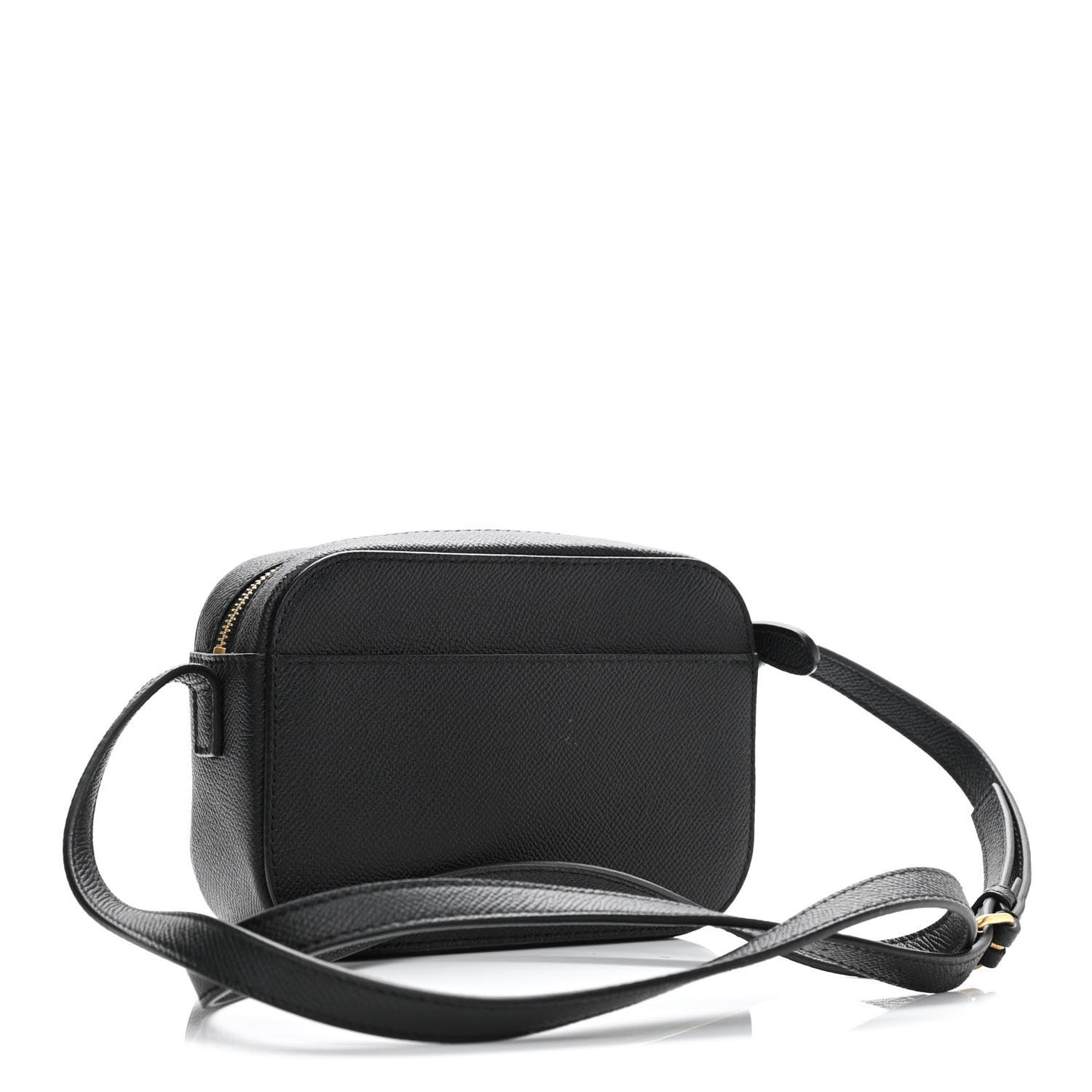 Signature Grained Calfskin Logo XS Ville Camera Bag Black White