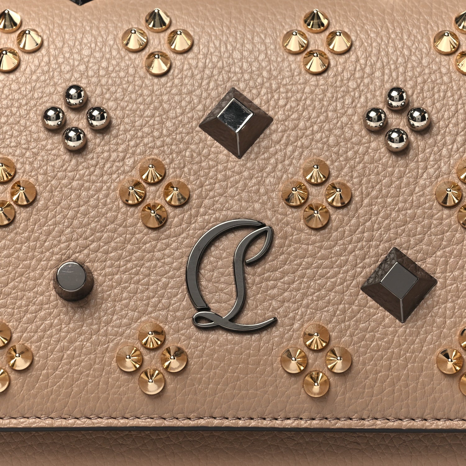 Christian Louboutin Calfskin Spikes Loubinthesky Paloma Clutch Roca 8 of 10