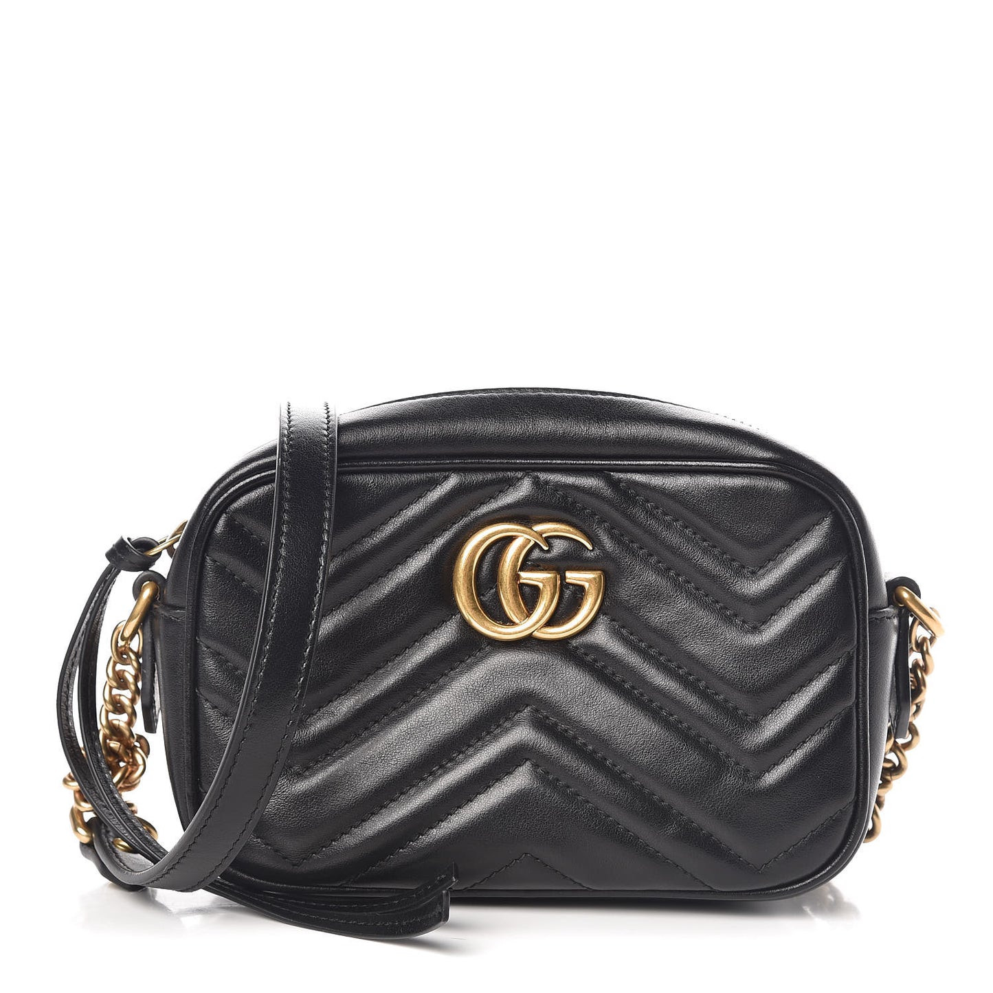 Calfskin Matelasse Mini GG Marmont Chain Shoulder Bag Black