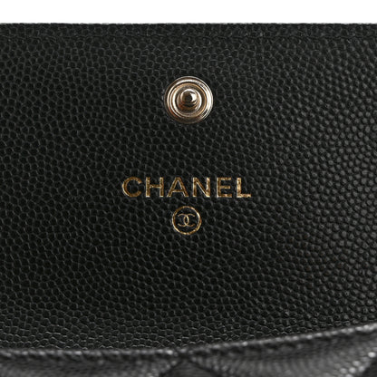 Chanel Caviar Quilted Crystal Enamel CC Flap Card Holder Black 6 of 9