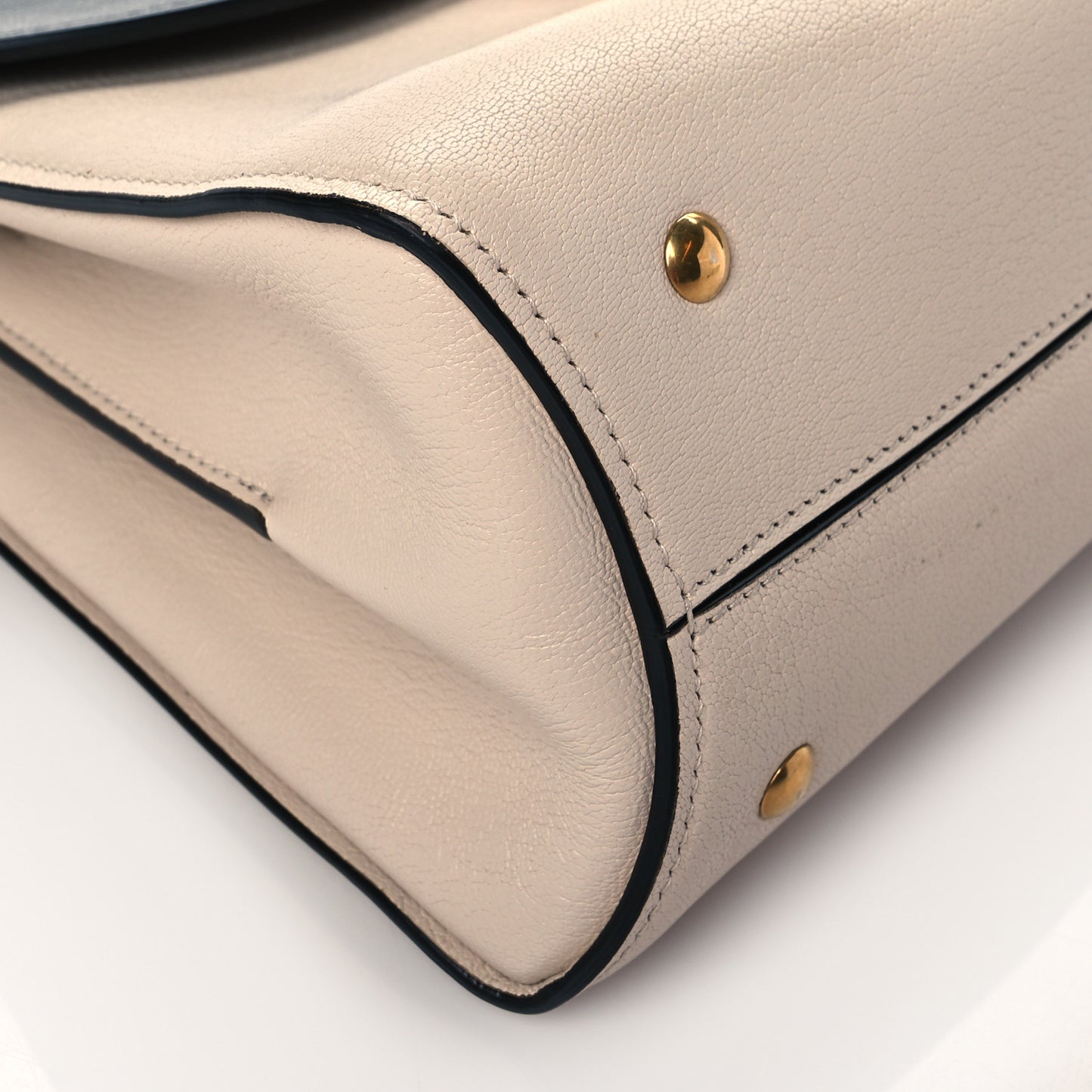 Calfskin Margot Top Handle Satchel Beige Black