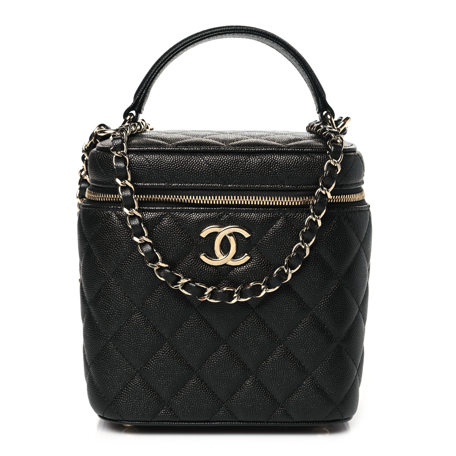 Chanel Caviar Quilted Small Top Handle Vanity Case With Chain Black 1 of 10