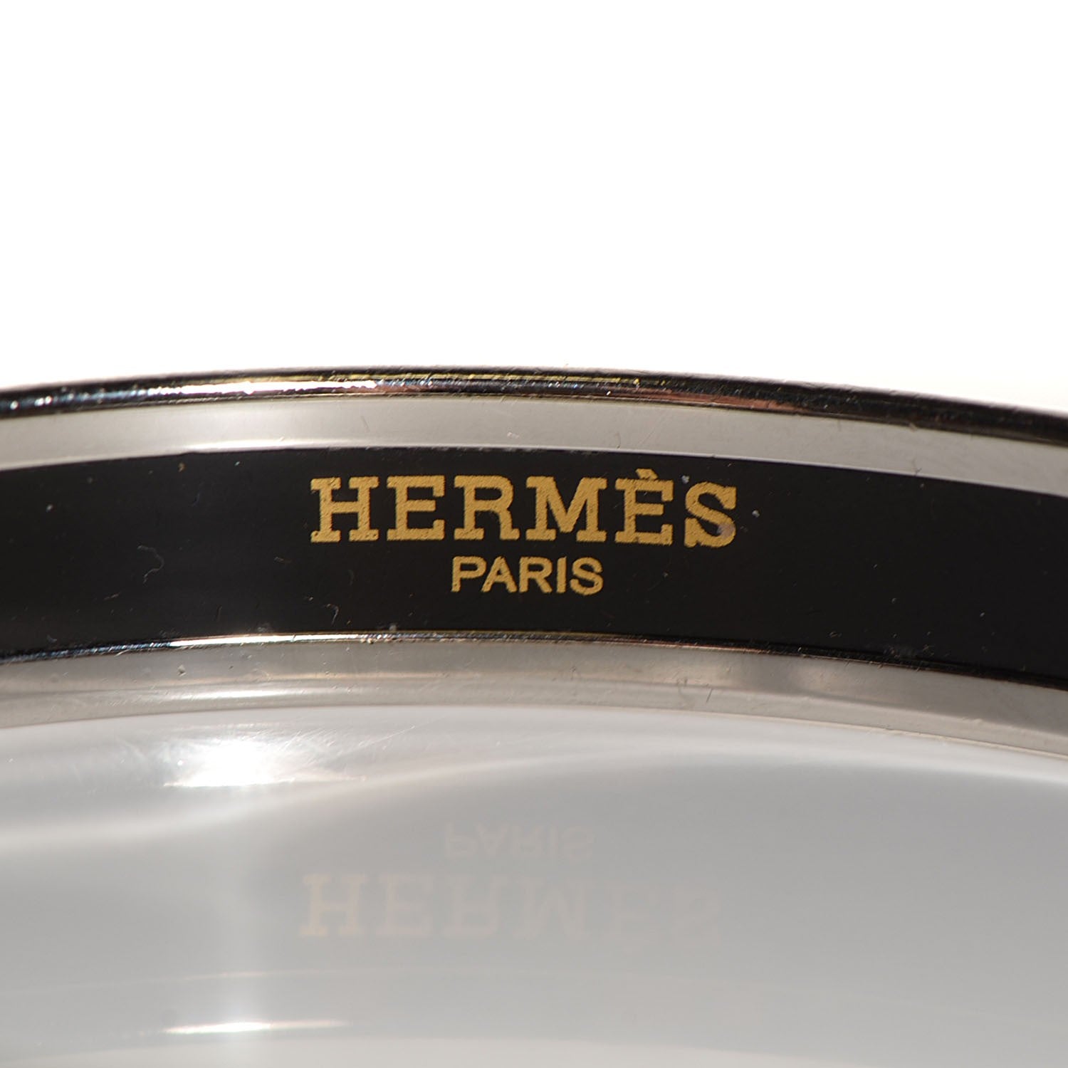 Hermes Enamel Printed Narrow Caleche Bracelet White 65 4 of 5