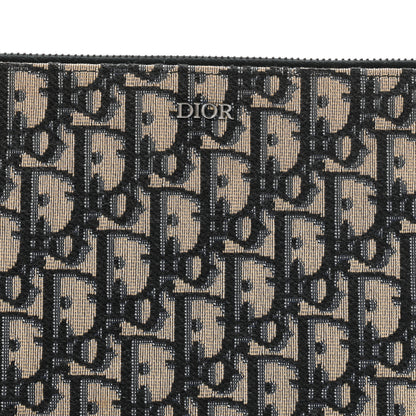 Christian Dior Oblique A4 Flat Pouch Clutch Blue 8 of 10