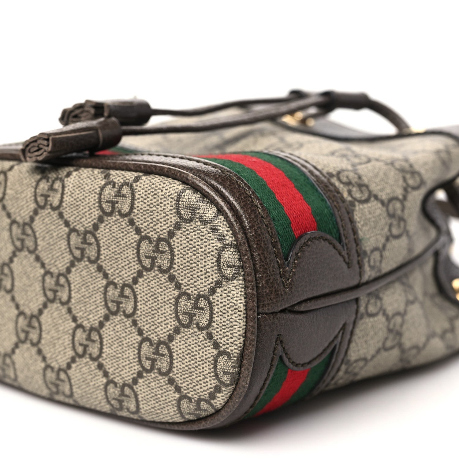 Gucci GG Supreme Monogram Web Mini Ophidia Bucket Bag Brown 10 of 11
