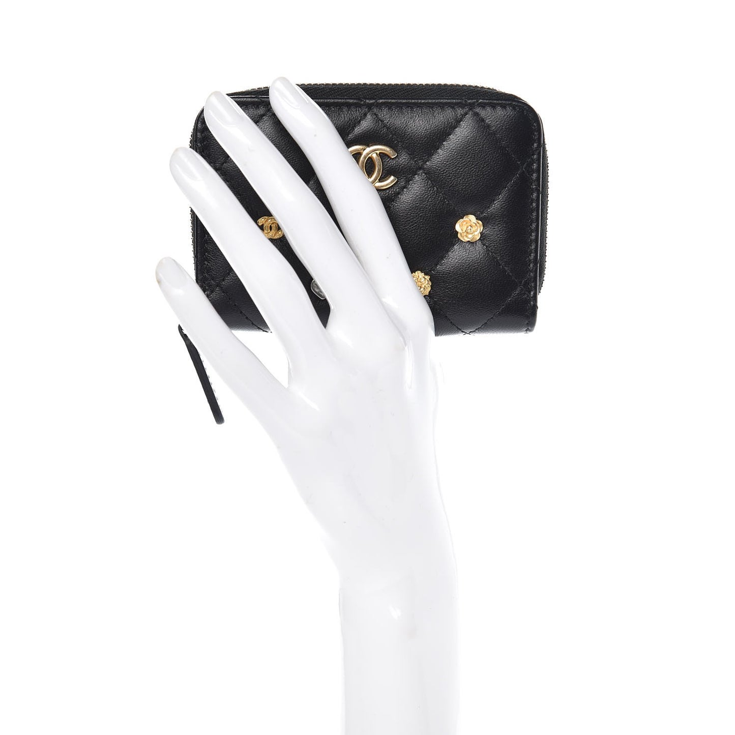 Lambskin Lucky Charms Zip Coin Purse Black