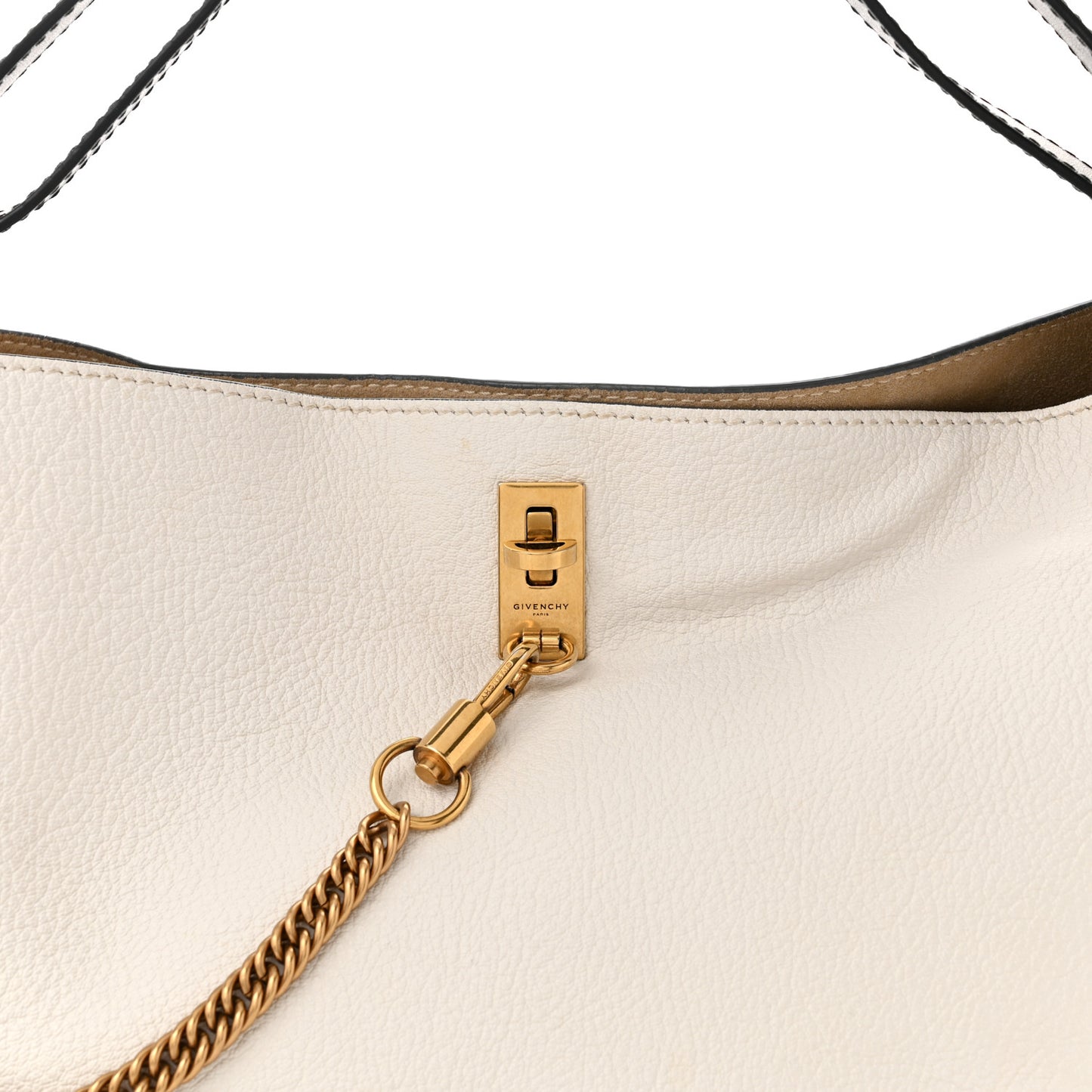 Grained Calfskin Medium GV Bucket Bag White