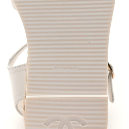 Chanel Lambskin Cap Toe CC Espadrille Sandals 35 White Black 6 of 11