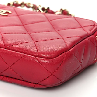 Chanel Lambskin Quilted Small Clutch With Chain Red 10 of 10