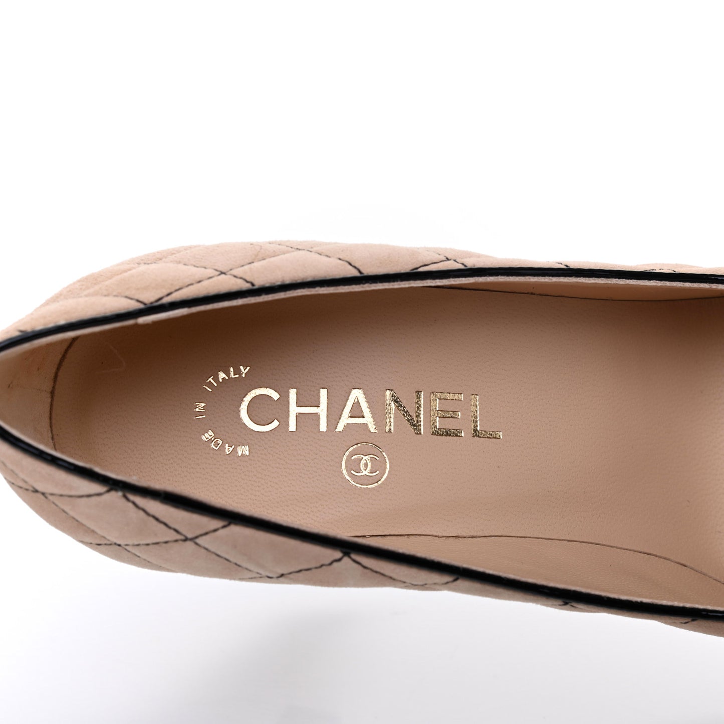 Suede Quilted Cap Toe Pumps 39 Beige Black