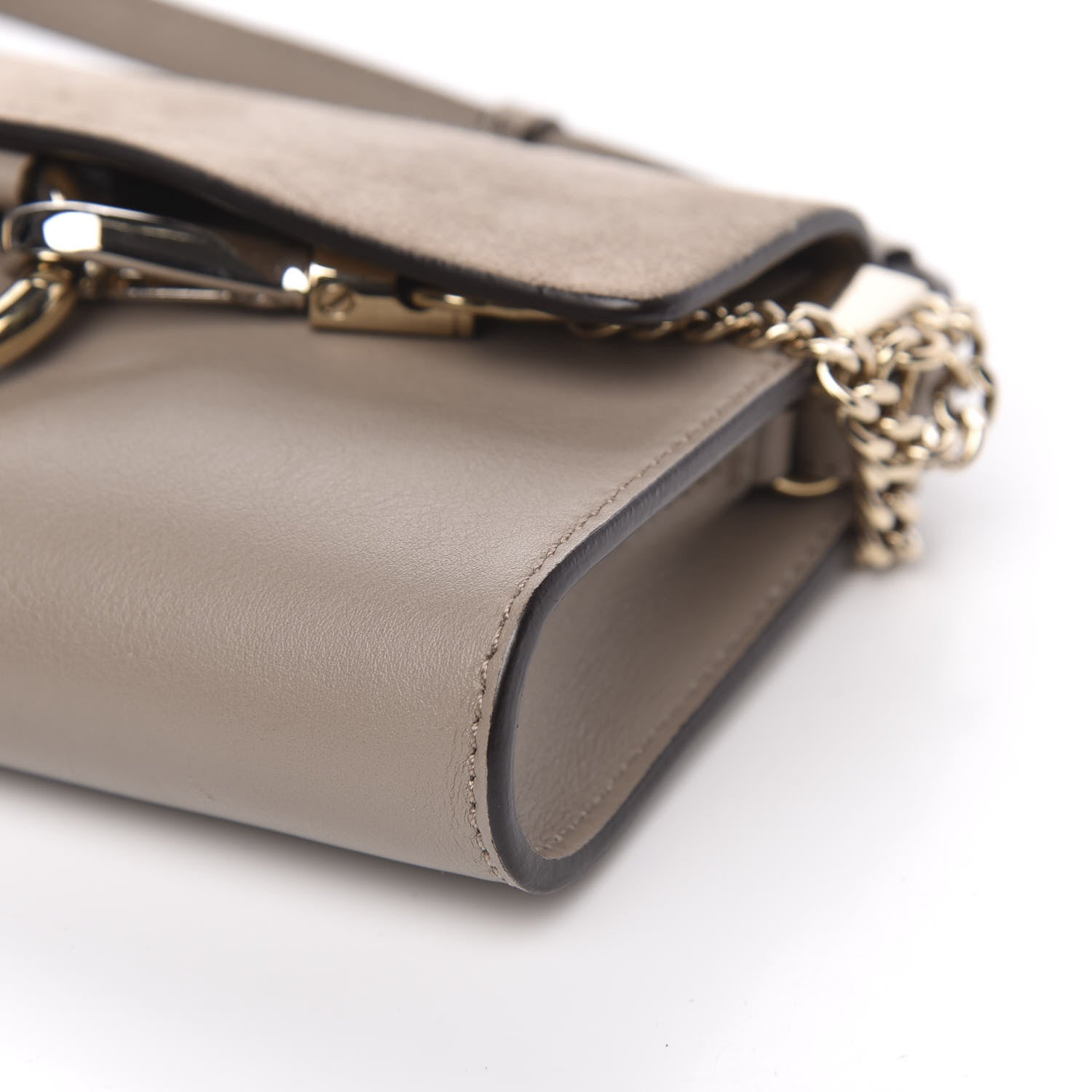 Chloe Suede Calfskin Mini Faye Shoulder Bag Motty Grey 9 of 10
