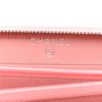 Chanel Caviar Quilted Medium Stripe Filigree Zip Around Wallet Pink White 6 of 15