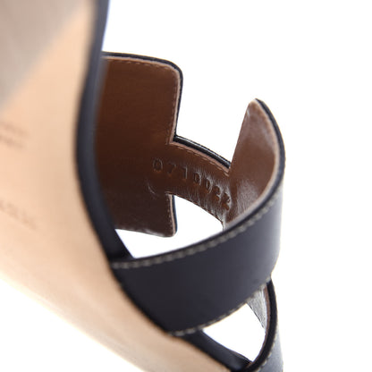 Hermes Calfskin Oasis Sandals 37 Black 10 of 12