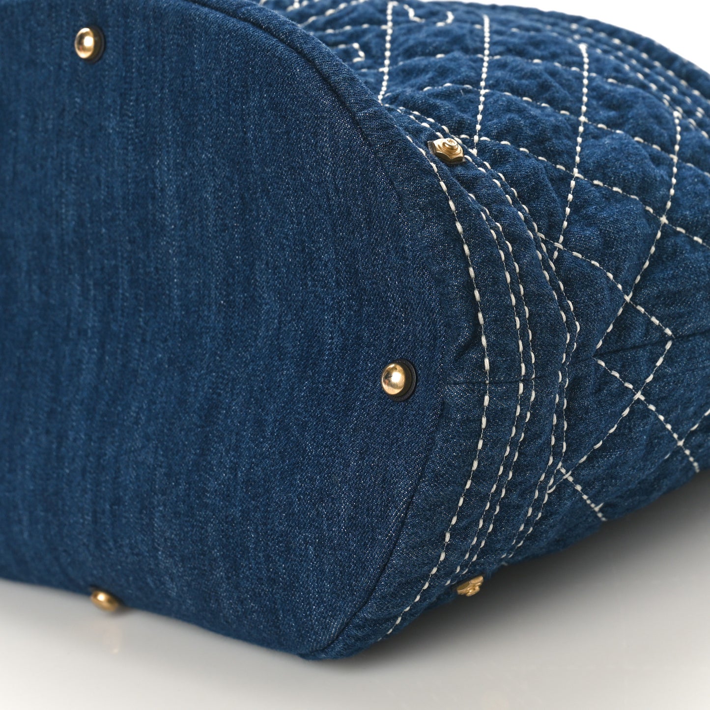 Denim Quilted CC Denim Trip Shoulder Bag Blue