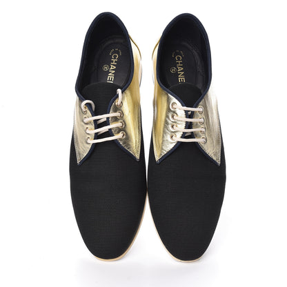 Chanel Metallic Lambskin CC Lace Up Oxfords 38 Dark Gold 8 of 17