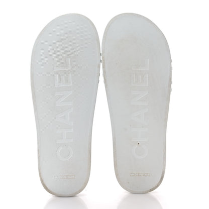 Chanel Rubber CC Flat Slide Sandals 41 White 5 of 7