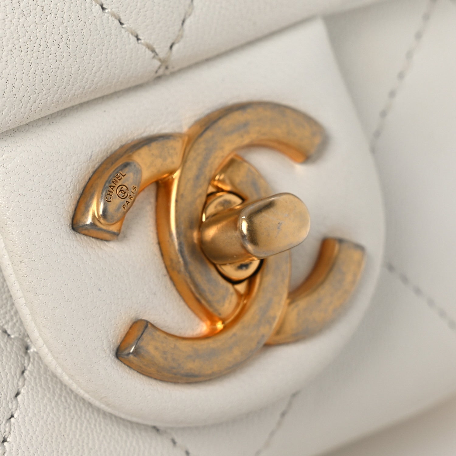 Chanel Lambskin Quilted Small Circular Handle Bag White 11 of 14