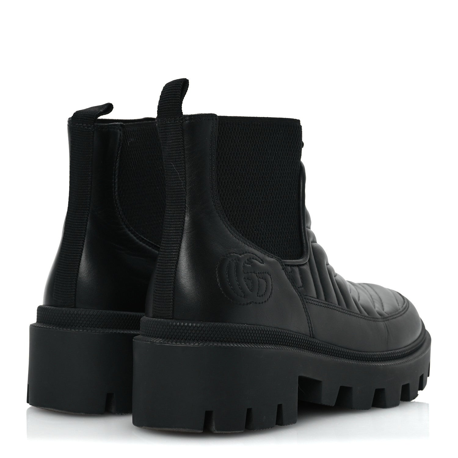 Gucci Calfskin Nappa Matelasse Frances Chelsea Boots 37 Black 5 of 15