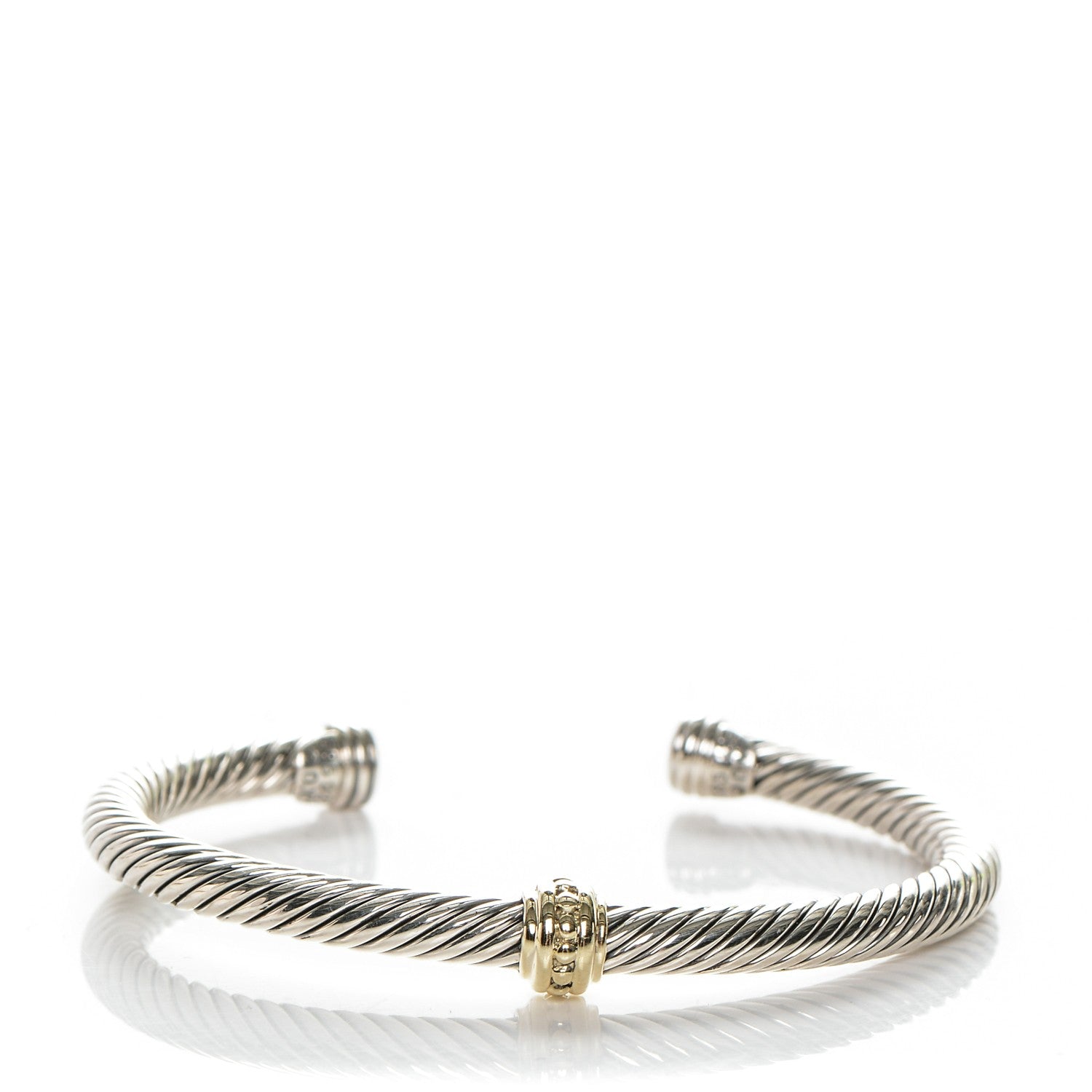 David Yurman Sterling Silver 14K Yellow Gold 5mm Cable Classics Single Station Bracelet 1 of 5