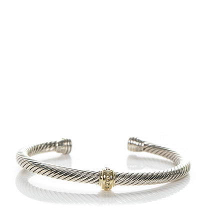 David Yurman Sterling Silver 14K Yellow Gold 5mm Cable Classics Single Station Bracelet 1 of 5