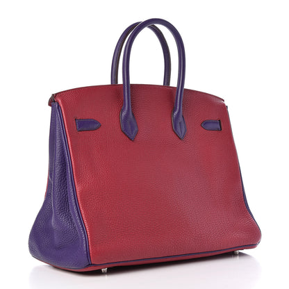 Hermes Togo Bi Color Horseshoe Birkin 35 Iris Rubis 3 of 14