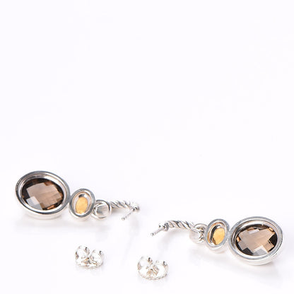 David Yurman Sterling Silver Lemon Citrine Smoky Quartz Renaissance Drop Earrings 3 of 4