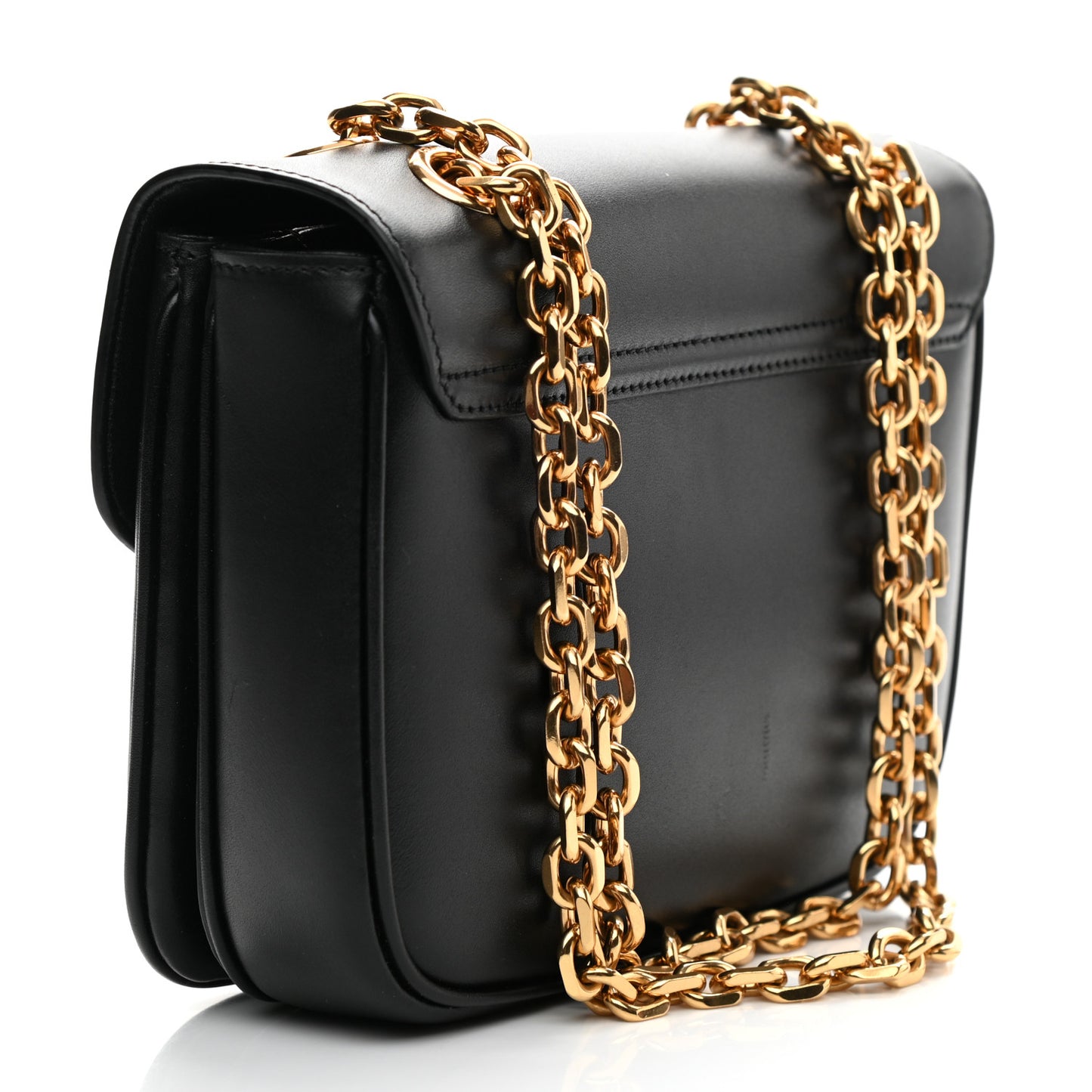 Shiny Calfskin Small C Bag Black