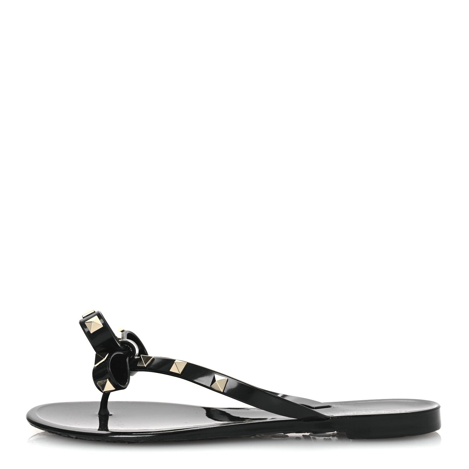 Valentino Garavani PVC Jelly Rockstud Bow Thong Sandals 36 Black 1 of 10