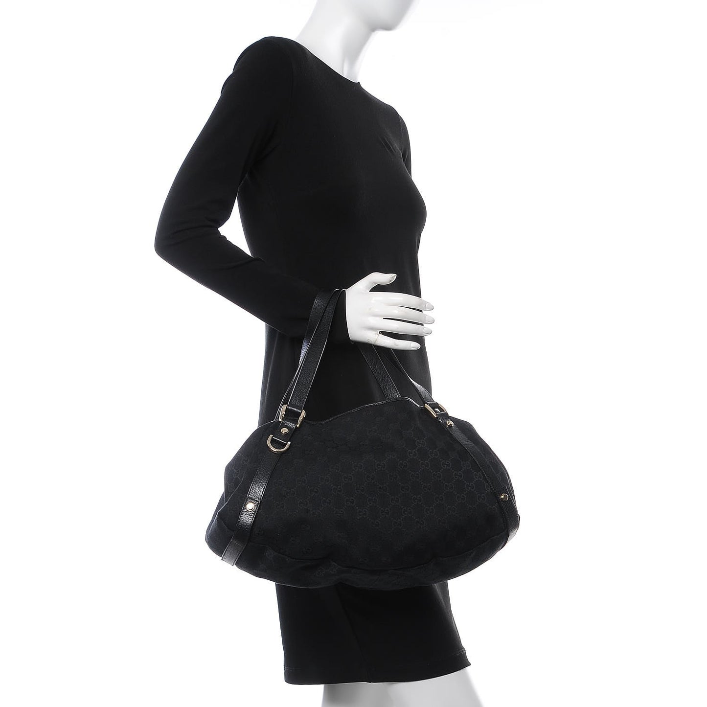 Monogram Medium Abbey Shoulder Bag Black