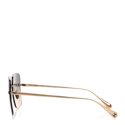 Chanel Titanium Rimless Square Sunglasses 4287-T Gold Black 3 of 8